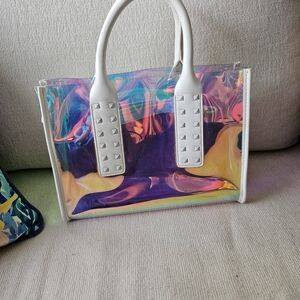 Mix No. 6 Iridescent Tote with White Handles